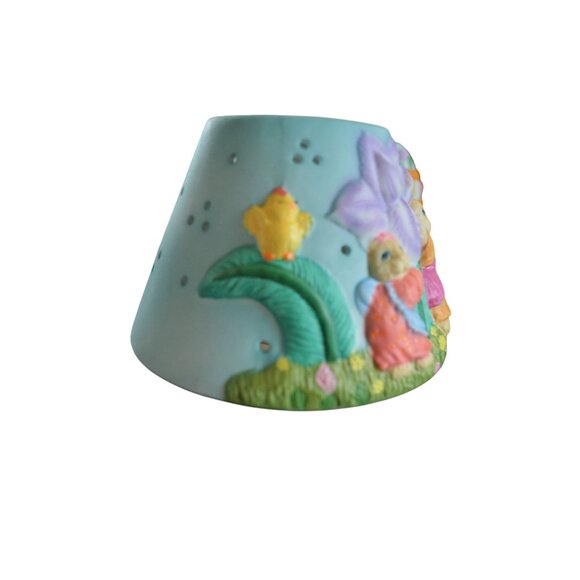 NIB Porcelain Easter Tea Light Candle Lamp With Pastel Bunny Floral Design 6" ta - Picture 9 of 11